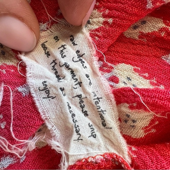 Free People FP One Red White Cinched Boho Western Cottagecore Summer Dress XS - Picture 7 of 14